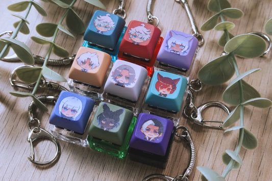 FFXIV Character Keycap Clicky Light-up Fidget Keychain